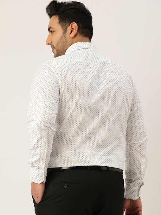 Men White Regular Fit Printed Formal Shirt