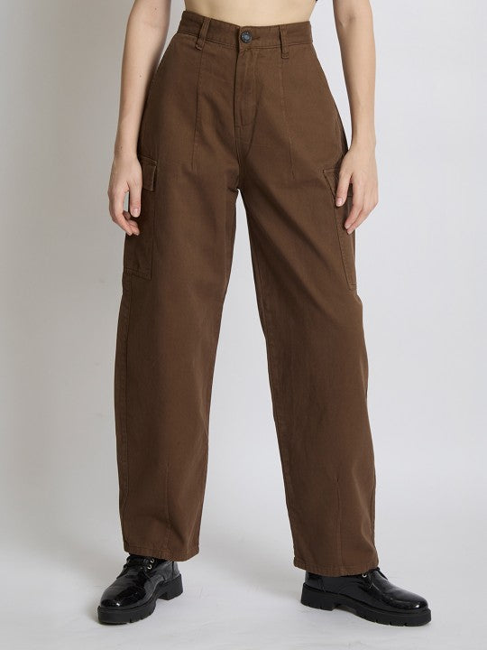 Women Cotton Loose Fit High-Rise Cargo Trouser