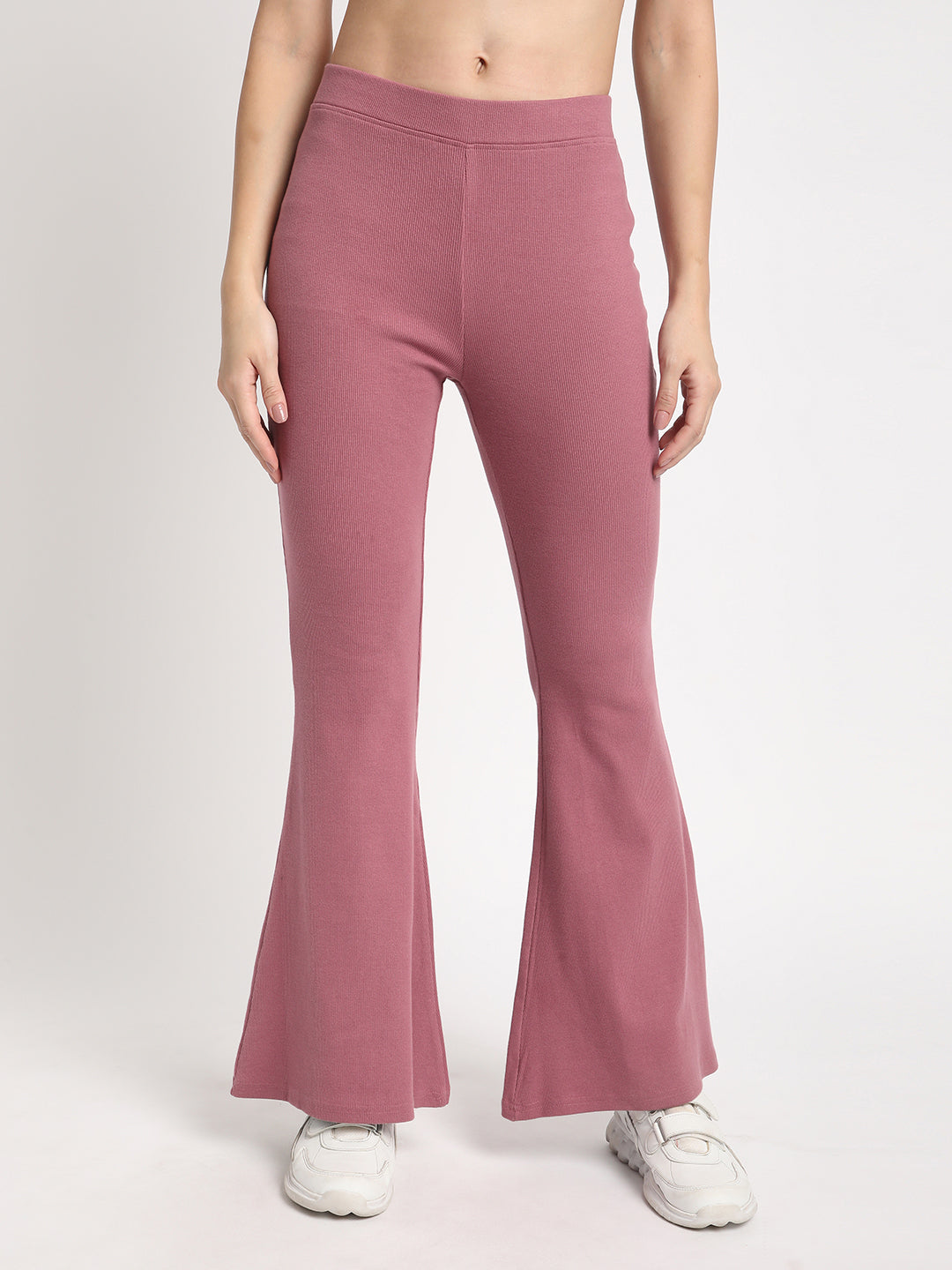 WOMEN-SKINNY-FIT-HIGH-RISE-COTTON-FLARED-TROUSERS