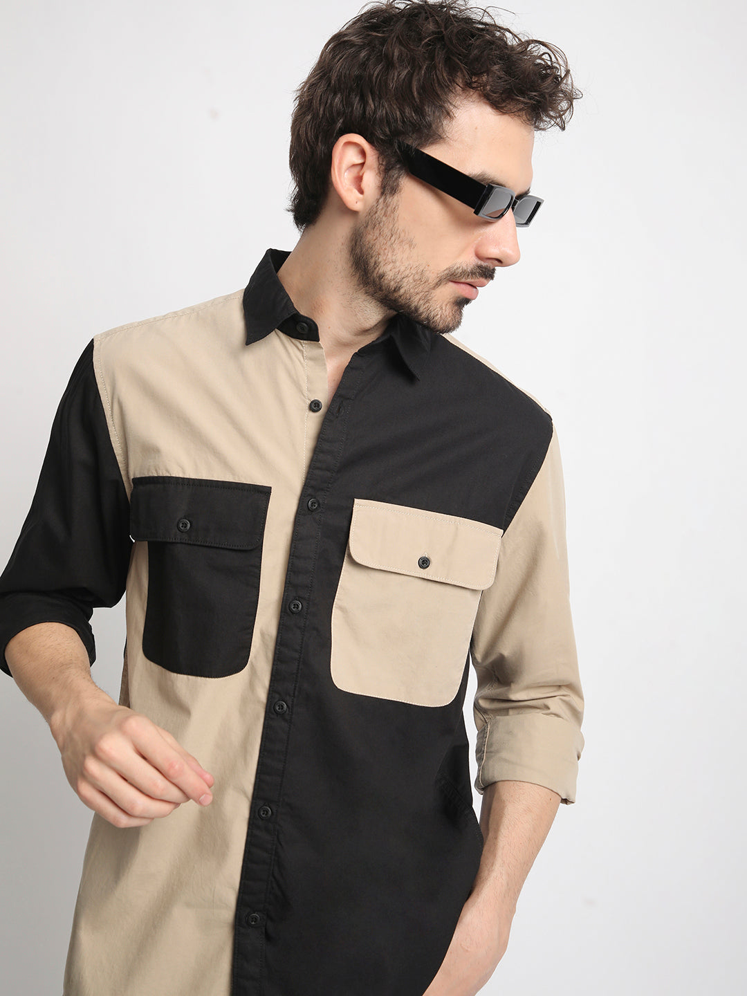 Men's Relaxed Black/Tan Shirts