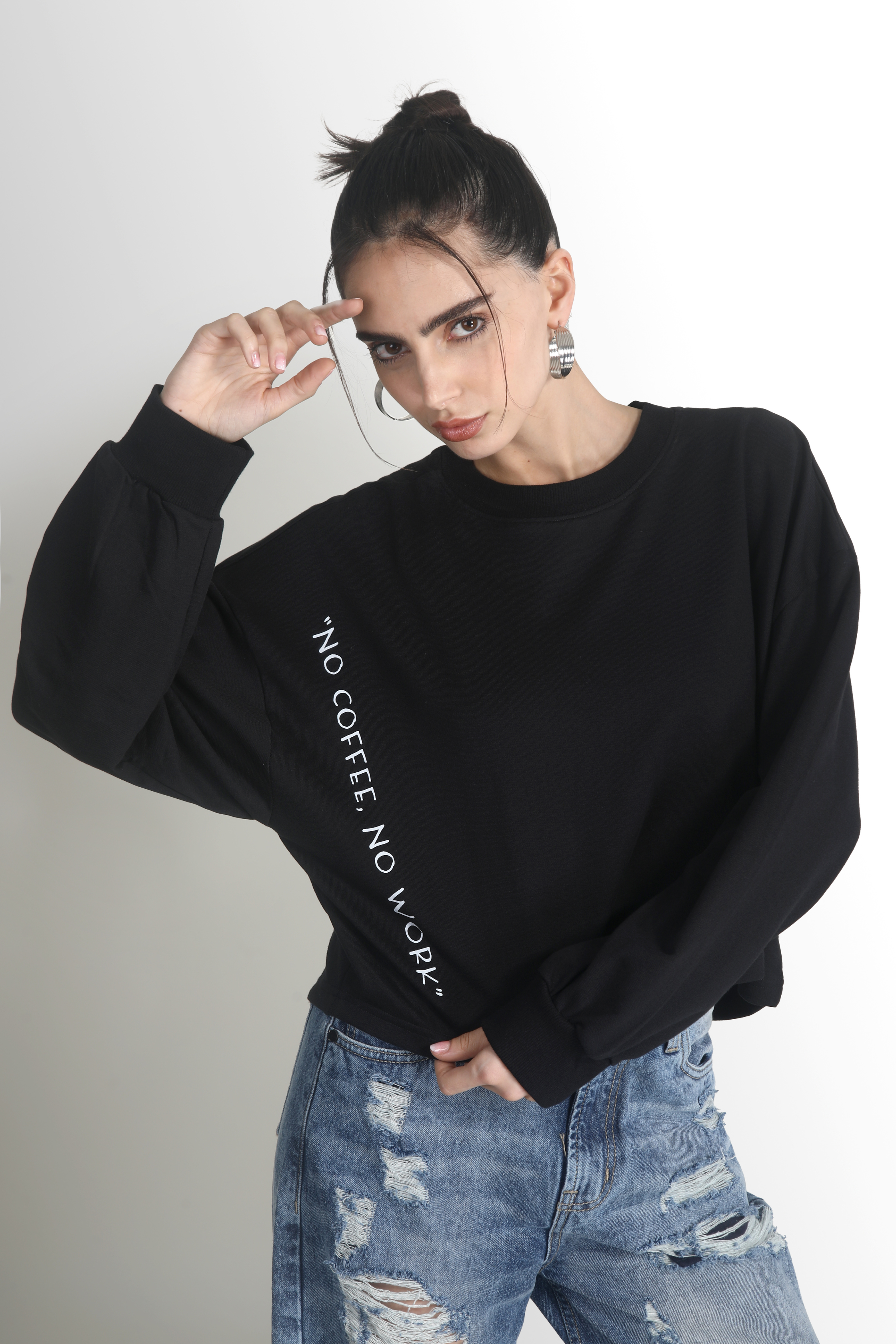 Women Black Oversize Fit Sweatshirts