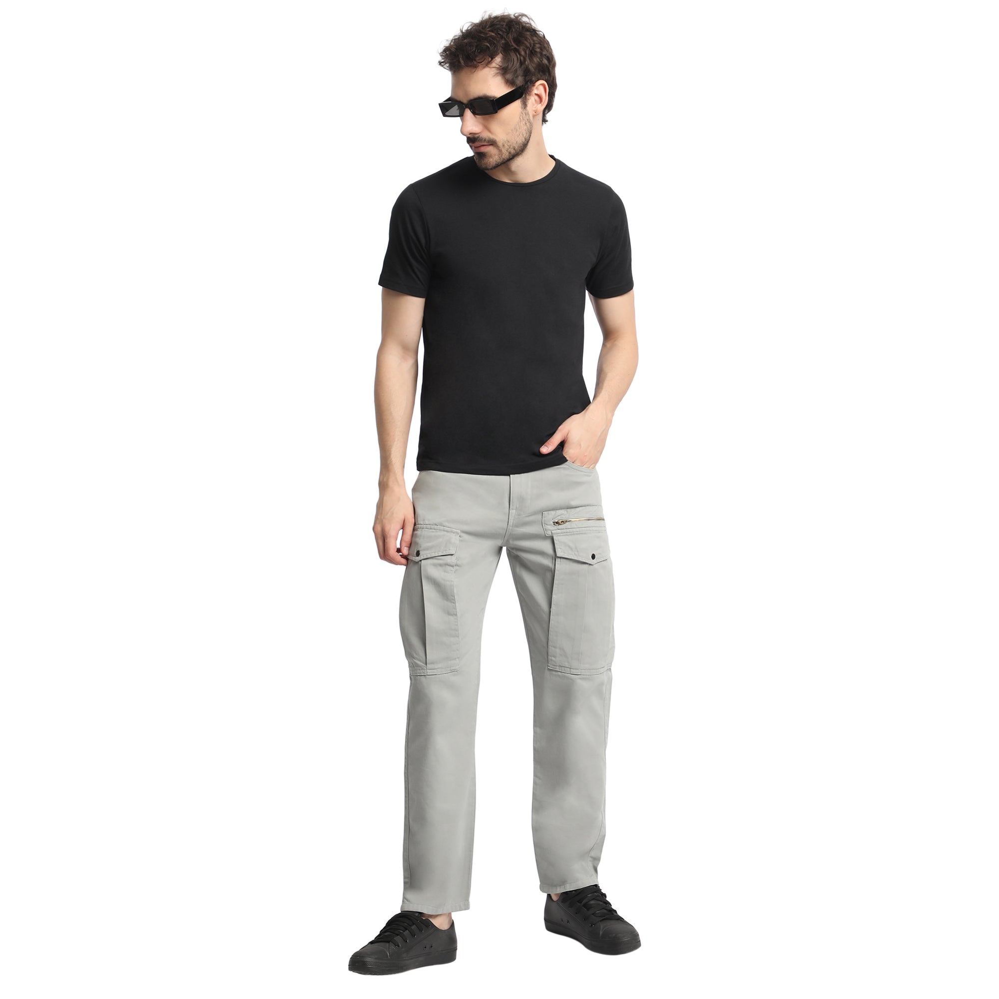 Men Neutral Grey Joggers