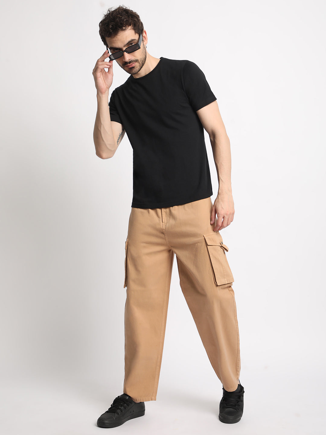 Men Baggy Fit Cargo Trousers