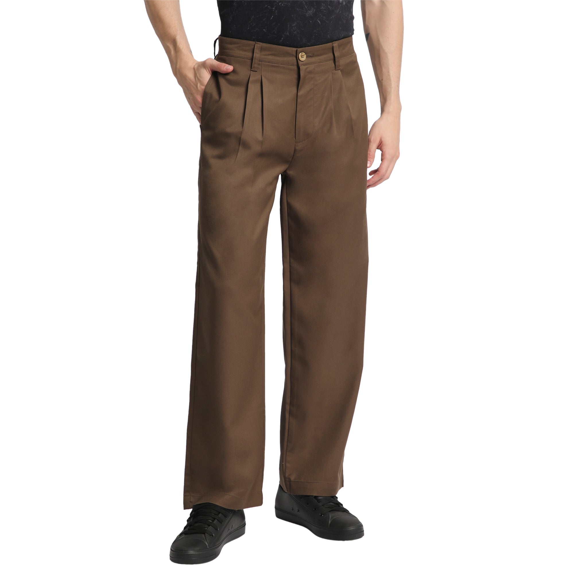 Men's Relaxed Dark Khaki Trousers