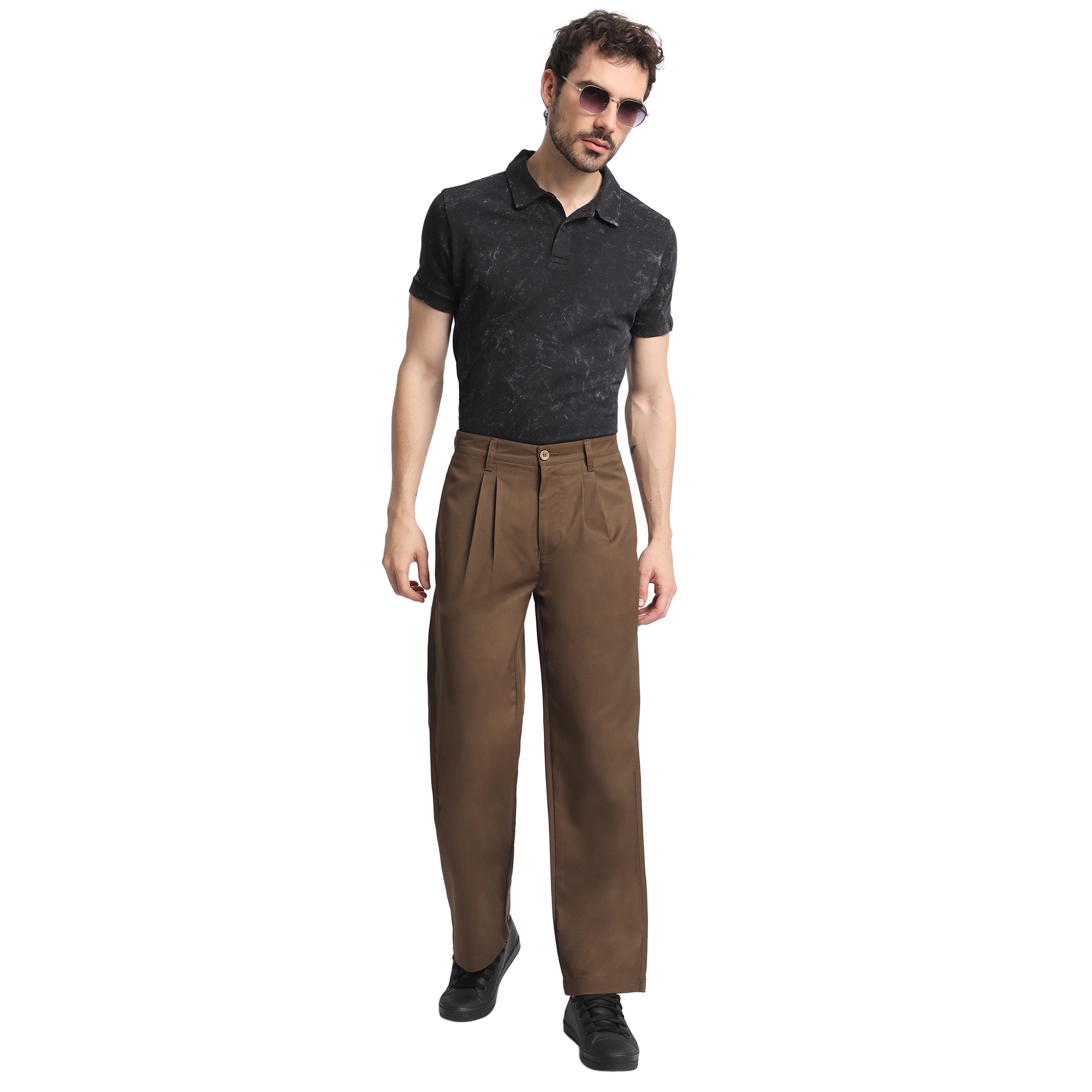 Men's Relaxed Dark Khaki Trousers