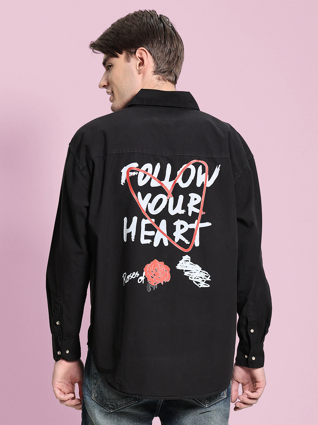 Gender Fluid Black Pride Follow Your Heart Print Ovesized Shirt