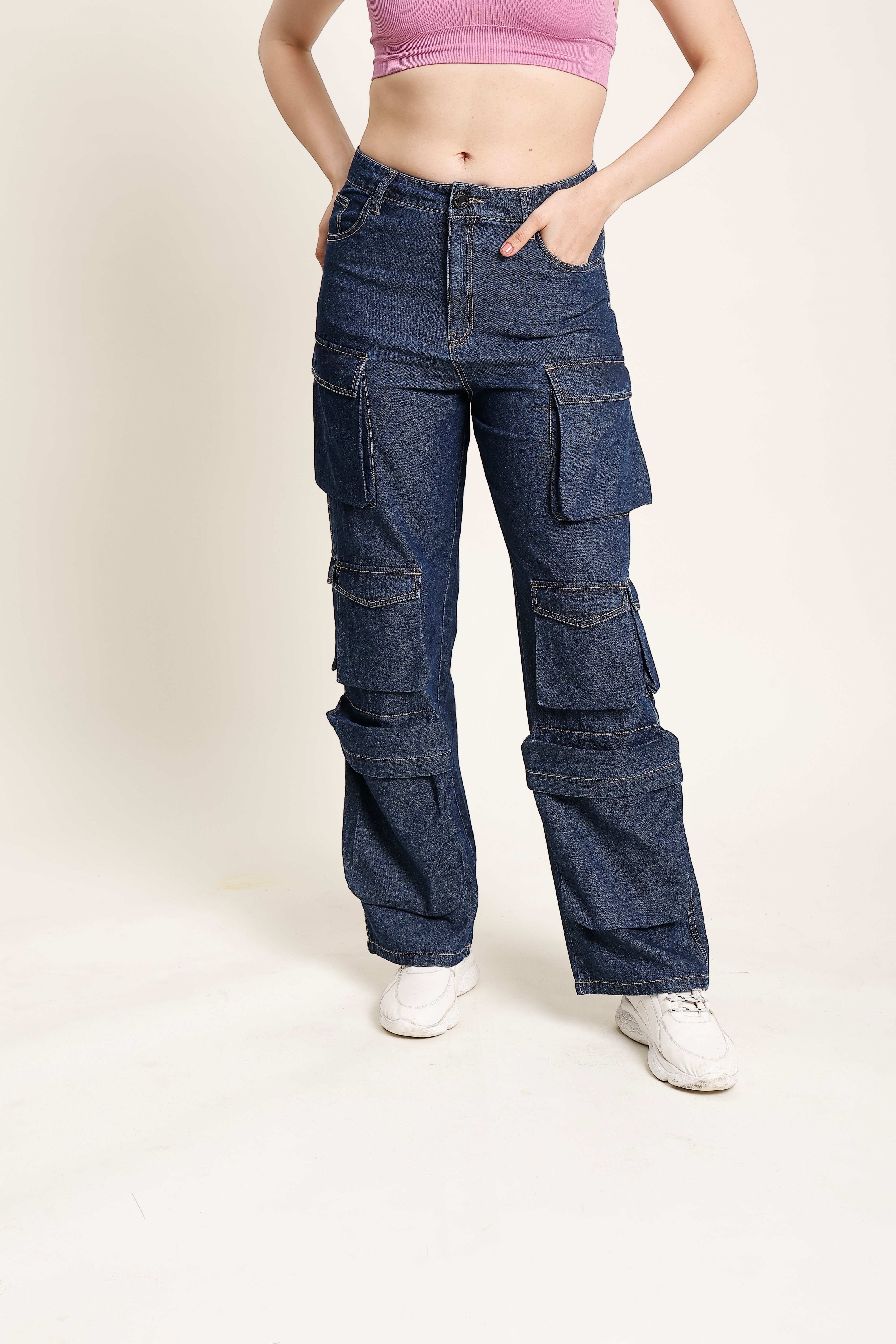 Women's Straight Dark Blue Trousers