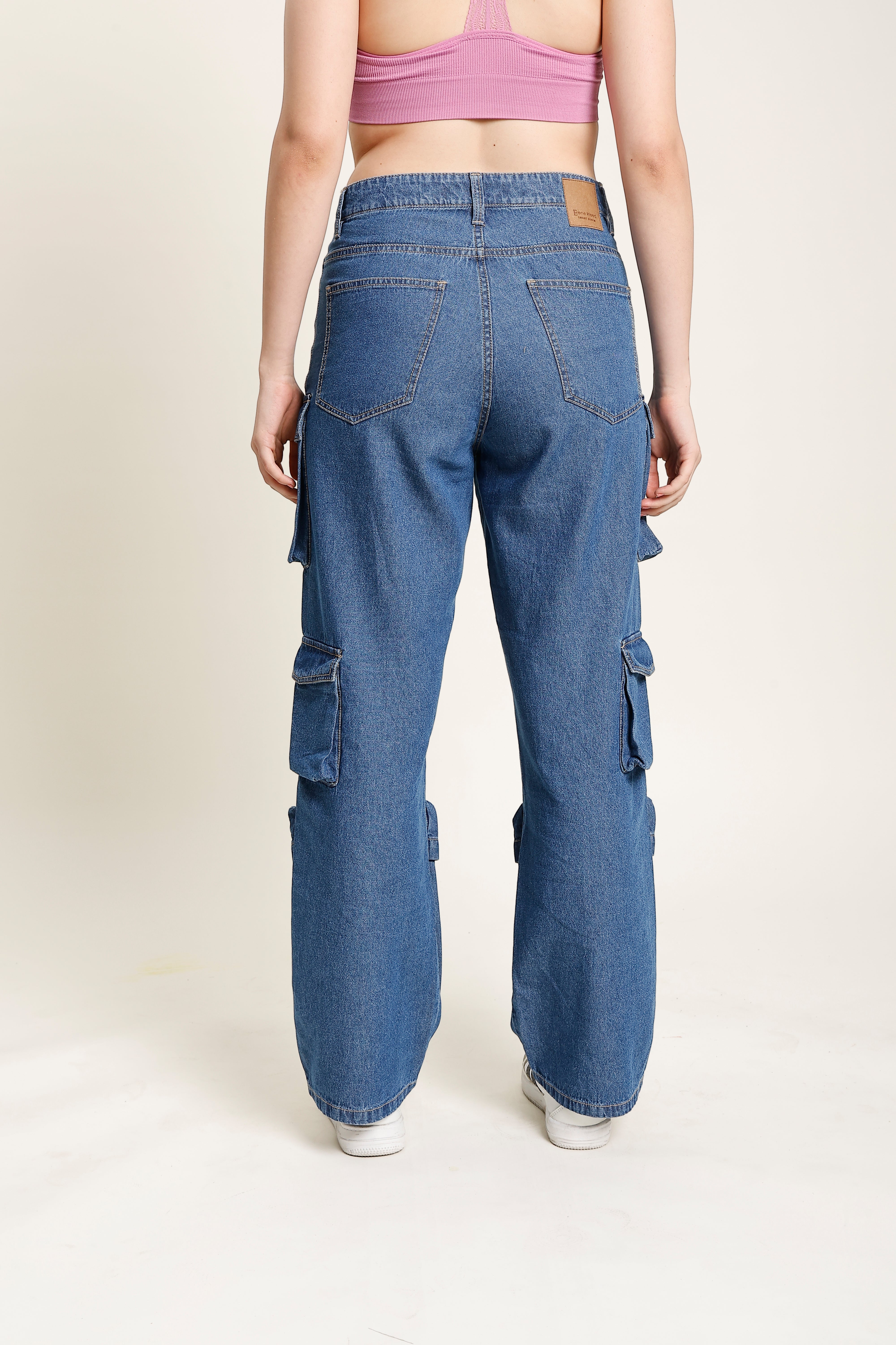 Women's Straight Mid Blue Trousers