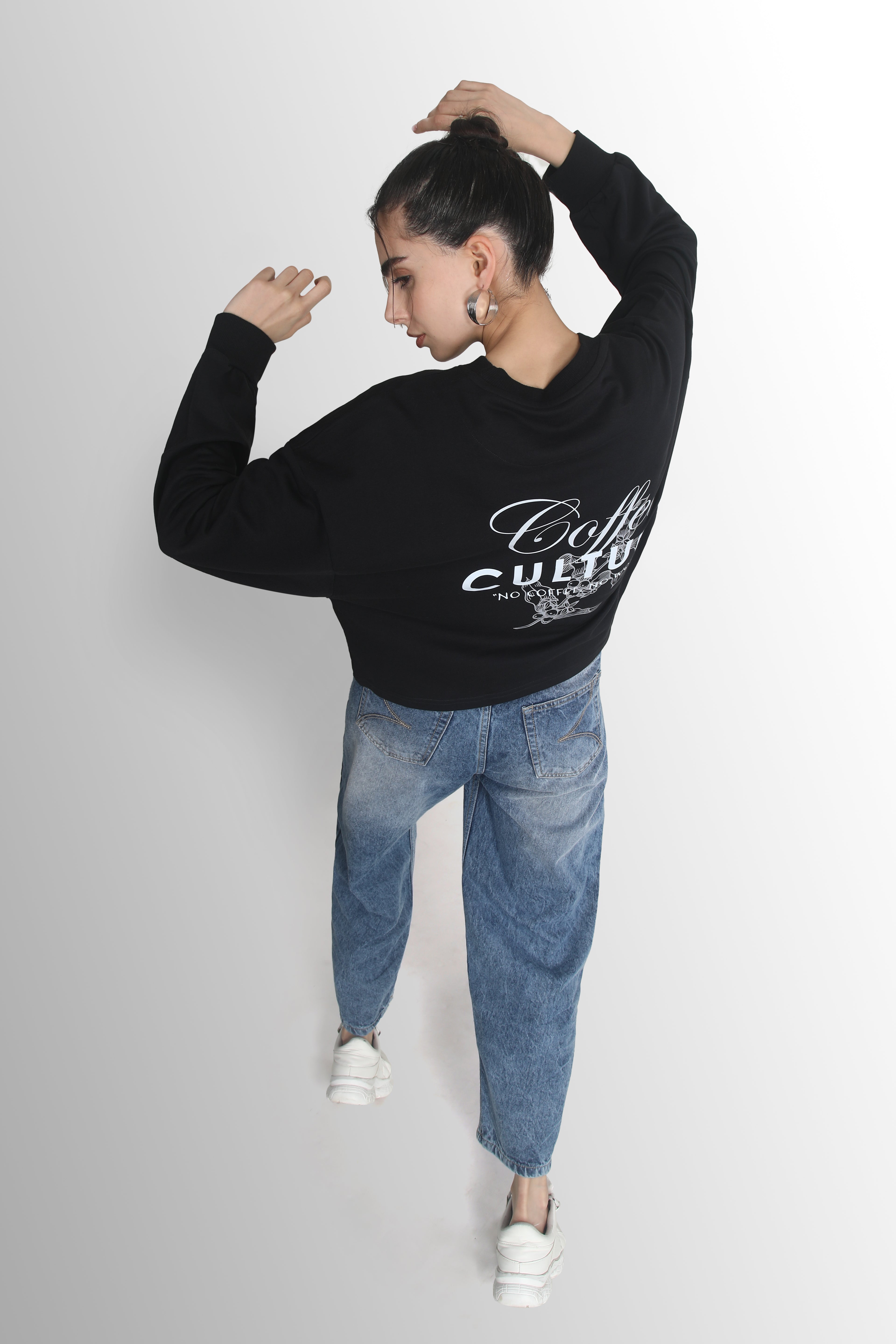 Women Black Oversize Fit Sweatshirts