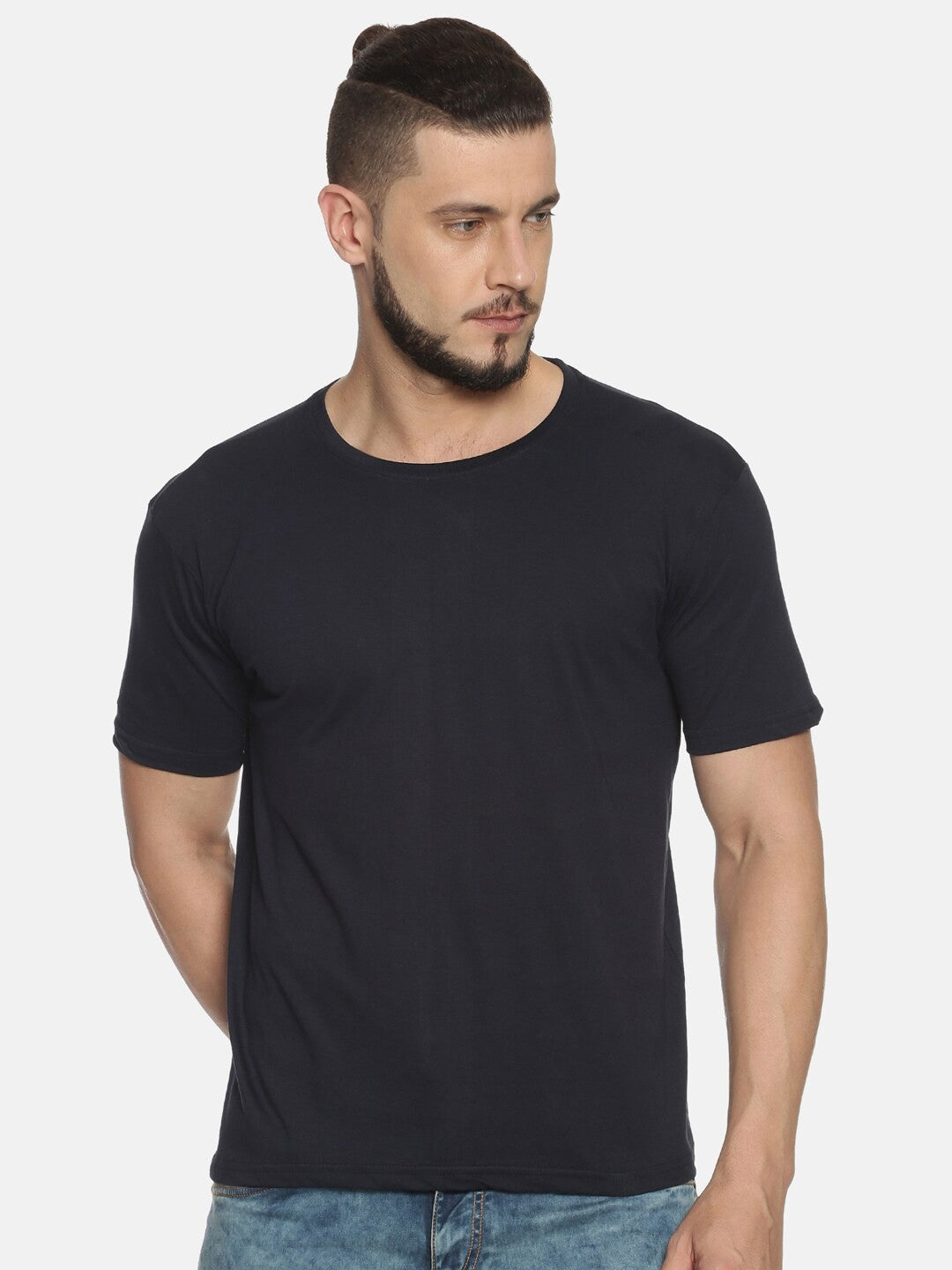 Men's Classic Navy Blue Pure Cotton  T-Shirt