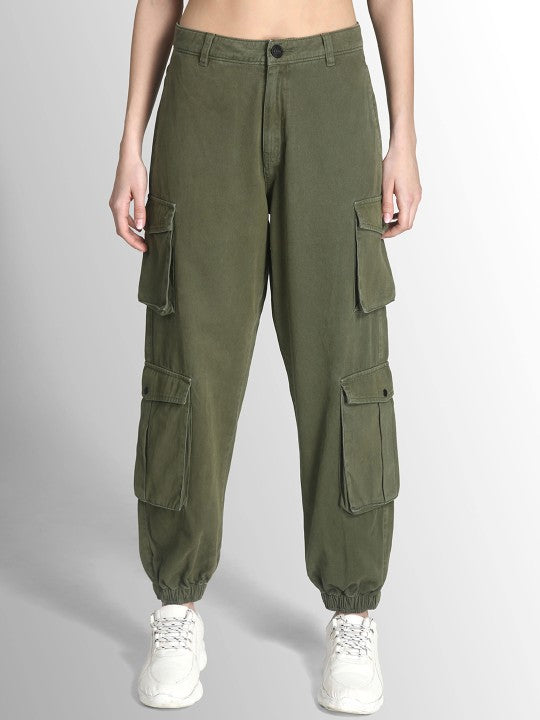 Women Relaxed  Relaxed High-Rise Cargos Trousers