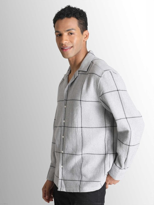 Men Relax Fit Grey/Black Shirts