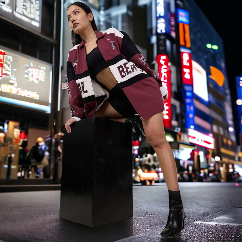 Gender Fluid Light Maroon/Black  Jackets