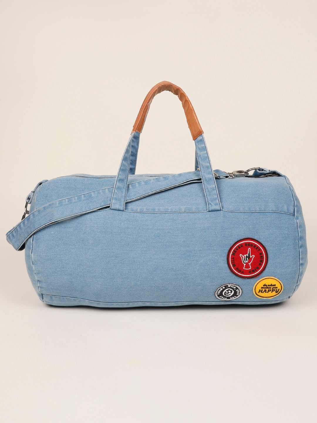 Denim Duffle Bag With Detachable Strap