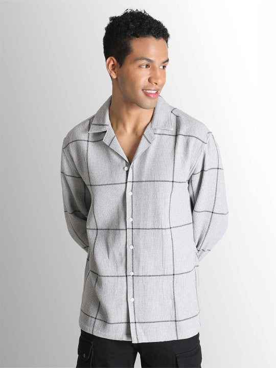 Men Relax Fit Grey/Black Shirts