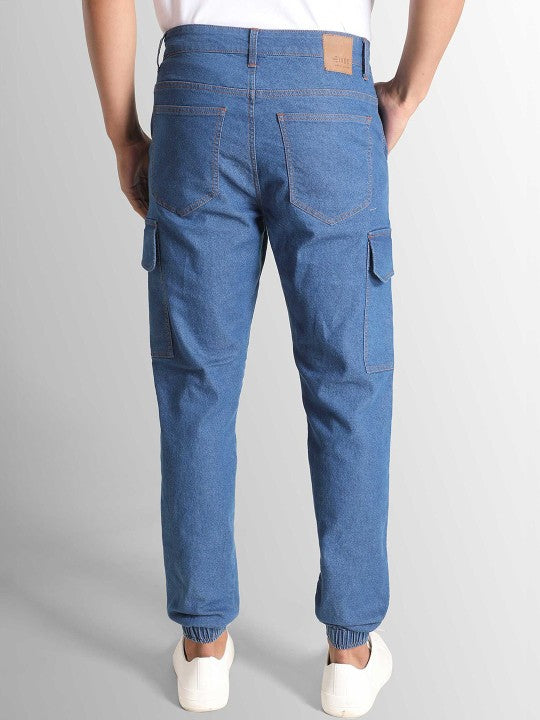 Men Regular Fit Blue Trousers