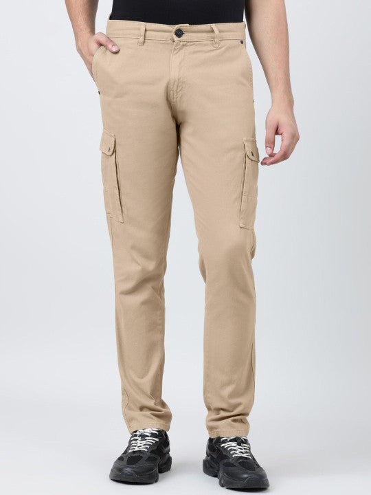 Men’s Slim Fit Ivory Beige Cargo trouser with 6 Pockets