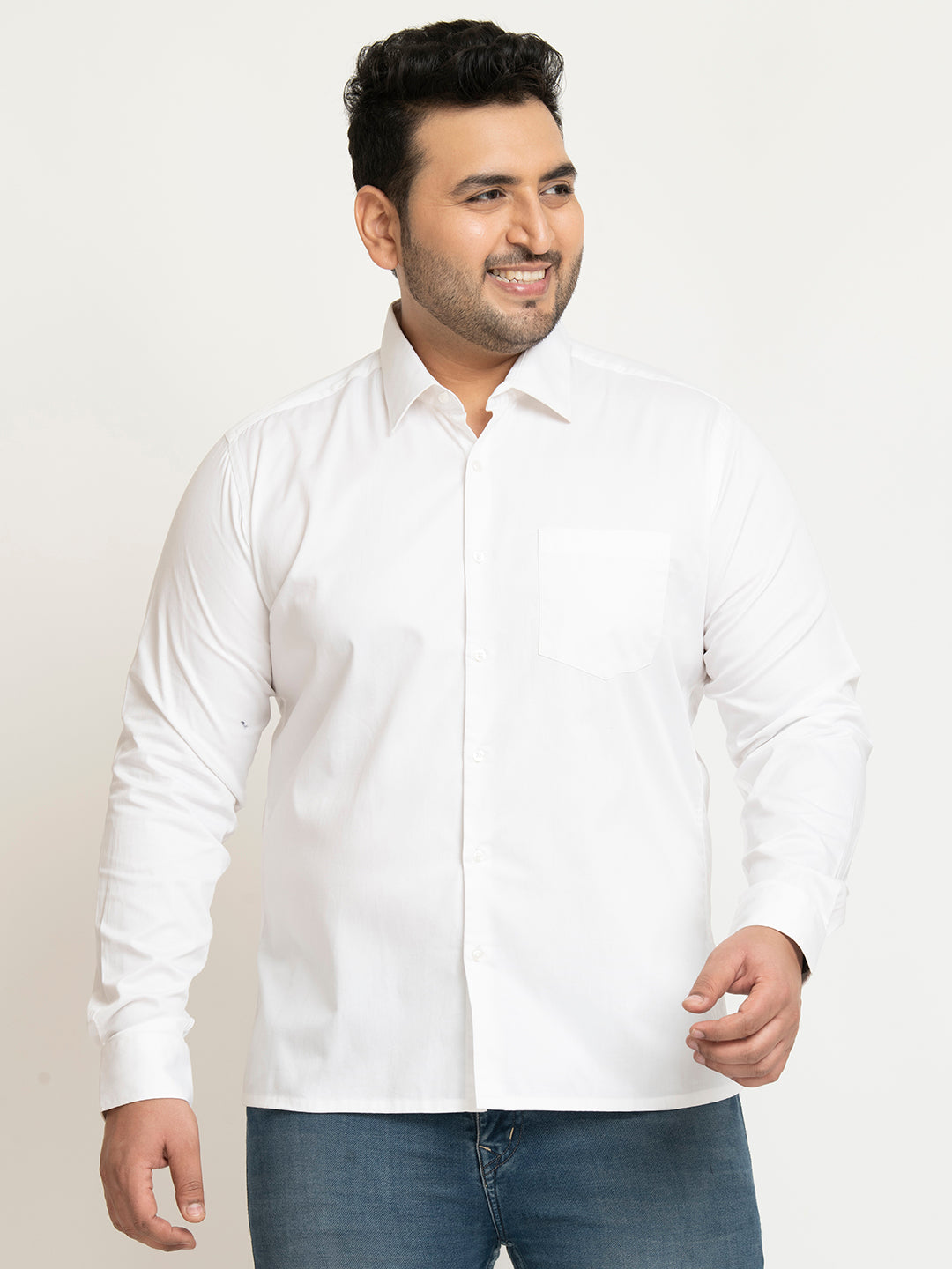 Men White Regular Fit Solid Formal Shirt